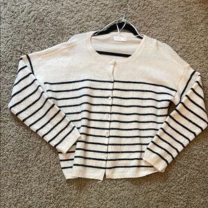 LC Lauren Conrad Cream and Black Cardigan Sweater